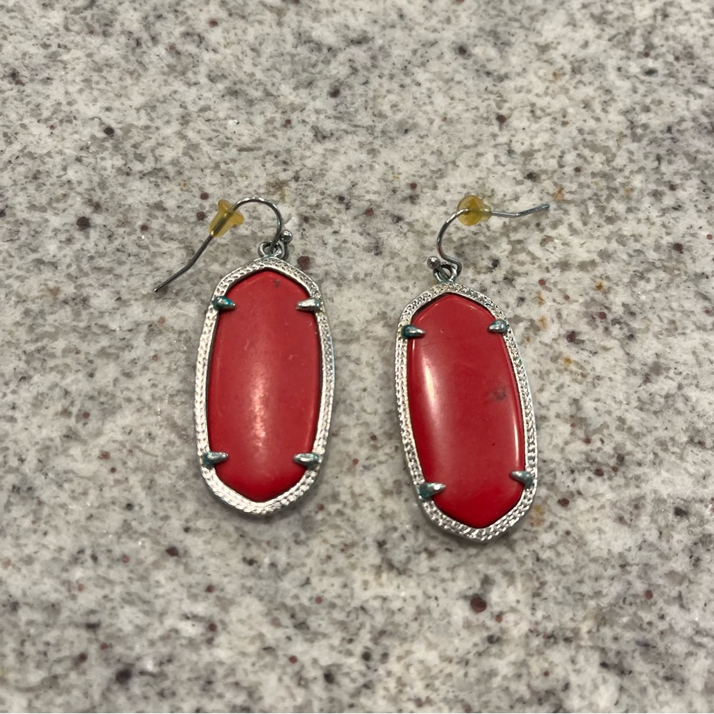 Elle Silver Drop Red Earrings